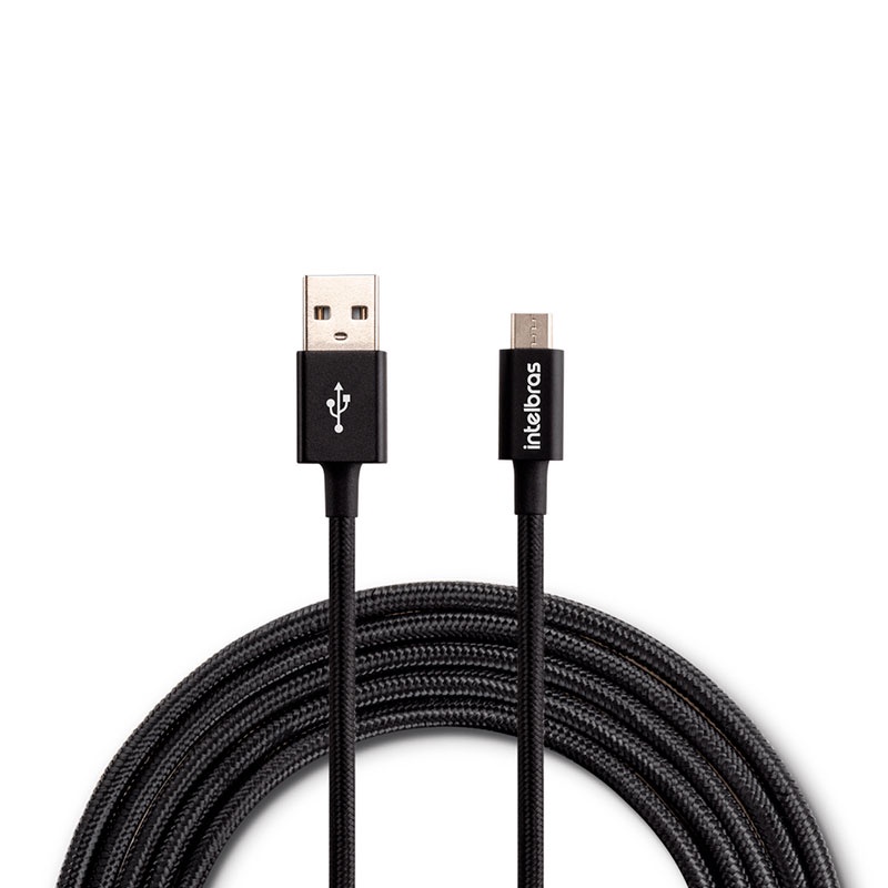 Cabo micro USB Nylon Preto 1,5m EUAB15NP Intelbras Cabo micro USB Nylon Preto 1,5m EUAB15NP Intelbras