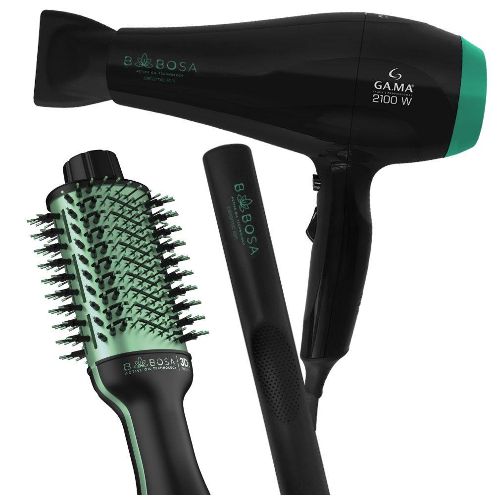 Kit Prancha Secador e Escova de Cabelo Babosa 220v Gama Italy Kit Prancha Secador e Escova de Cabelo Babosa 220v Gama Italy