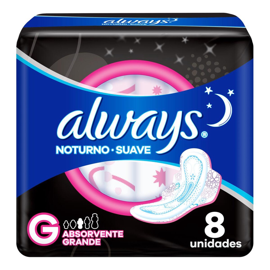 Absorvente Always Noturno Suave c/ Abas 28cm Leve 8 Pague 7 Absorvente Always Noturno Suave c/ Abas 28cm Leve 8 Pague 7