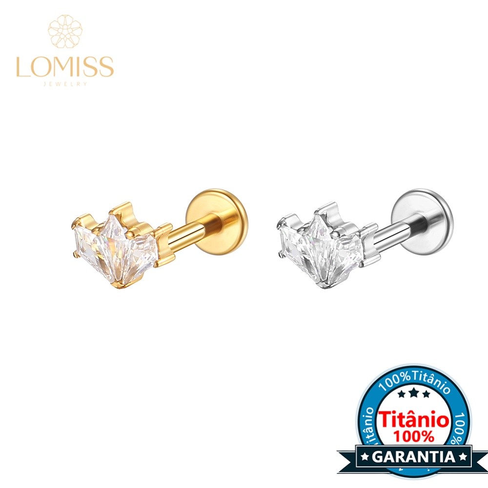 Lomiss Piercing Helix Tragus Conch Labret Titânio Losangos 3 Pedras Zircônia Lomiss Piercing Helix Tragus Conch Labret Titânio Losangos 3 Pedras Zircônia