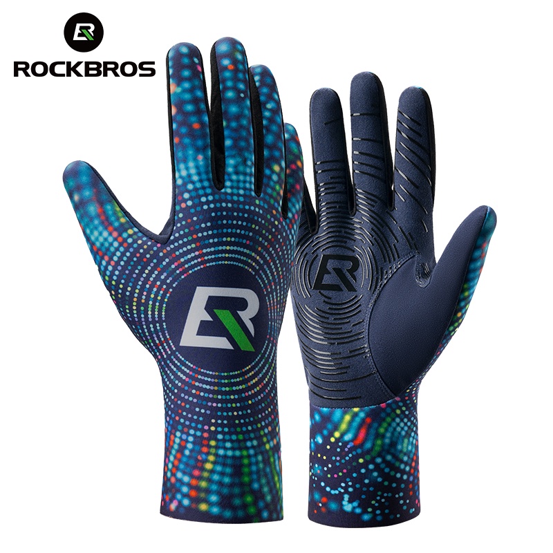 Luvas De Ciclismo ROCKBROS Bicicleta De Inverno Quente Elásticas Dedos Inteiros MTB Longas Antiderrapantes Para Bicicletas De Estrada