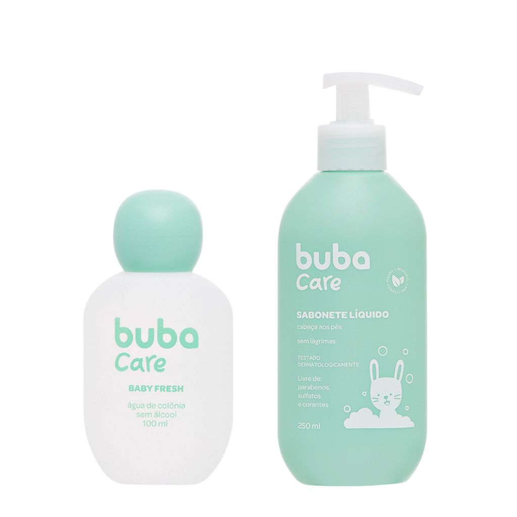 Kit Bebê Colônia Baby Fresh 100ml Sabonete Líquido 250ml Buba Care Kit Bebê Colônia Baby Fresh 100ml Sabonete Líquido 250ml Buba Care