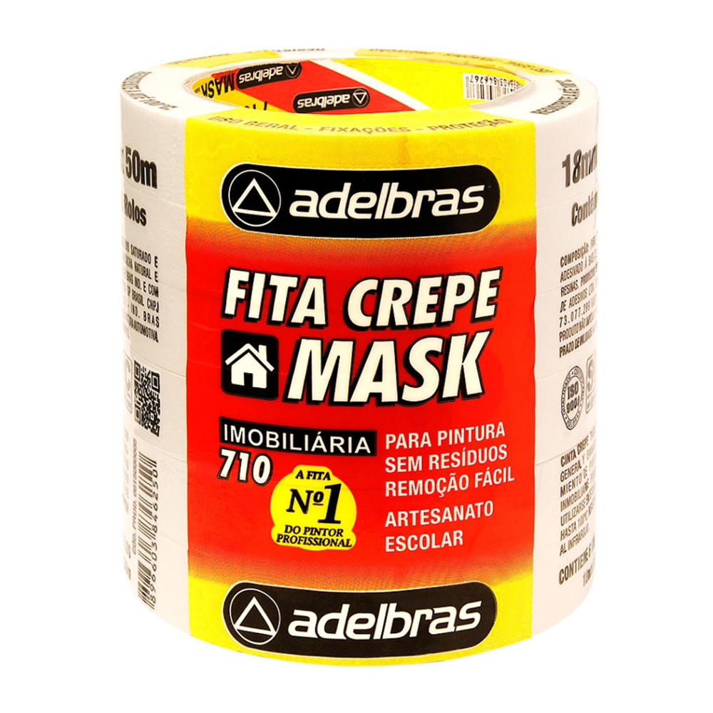 Fita crepe 18mmx50m Mask 710 com 6 rolos Adelbras Fita crepe 18mmx50m Mask 710 com 6 rolos Adelbras