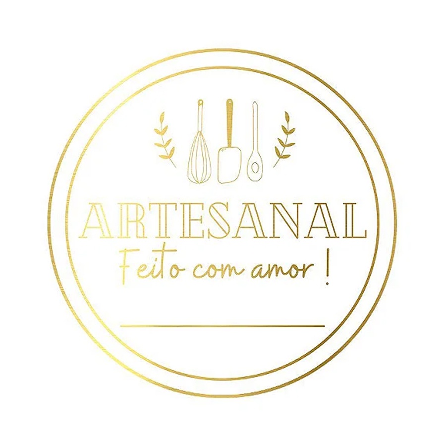 Adesivo “Artesanal Feito com Amor” – Ref.2000 – Hot Stamping – Dourado – 50 unidades – Stickr – Rizzo Adesivo “Artesanal Feito com Amor” – Ref.2000 – Hot Stamping – Dourado – 50 unidades – Stickr – Rizzo