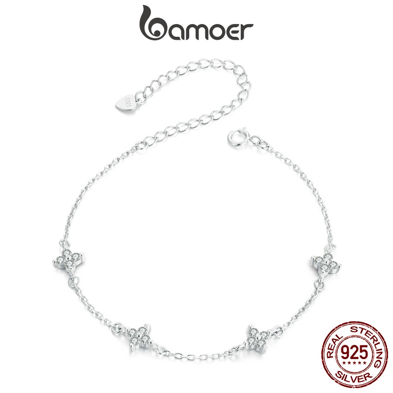 Pulseira Bamoer 925 Sterling Sliver Bracelet Jóias Com Contas Cintilantes Requintadas Presentes Para Mulheres Pulseira Bamoer 925 Sterling Sliver Bracelet Jóias Com Contas Cintilantes Requintadas Presentes Para Mulheres