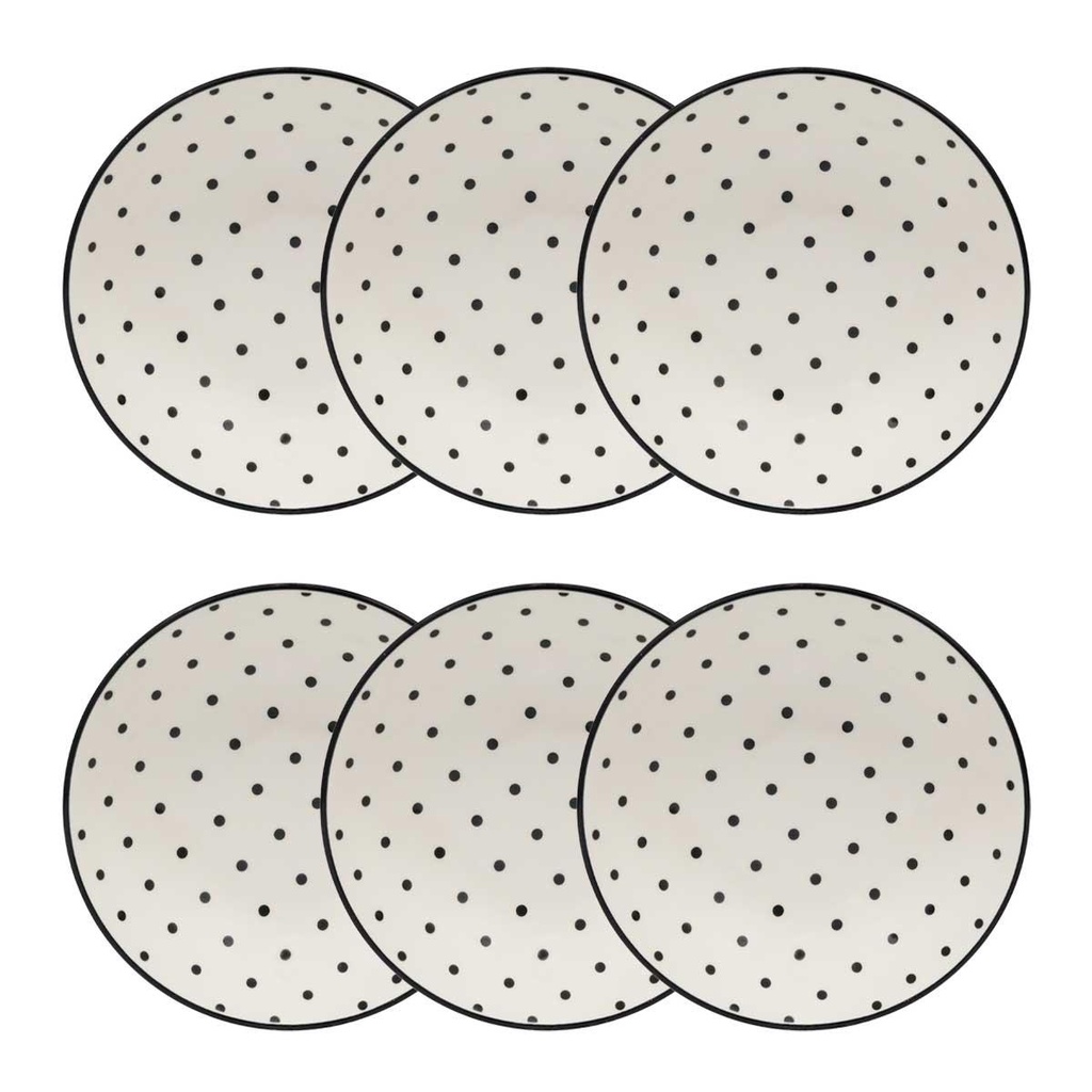Jogo de 6 Pratos Fundos 20,5 Cm Oxford Unni Stripes And Dots Jogo de 6 Pratos Fundos 20,5 Cm Oxford Unni Stripes And Dots