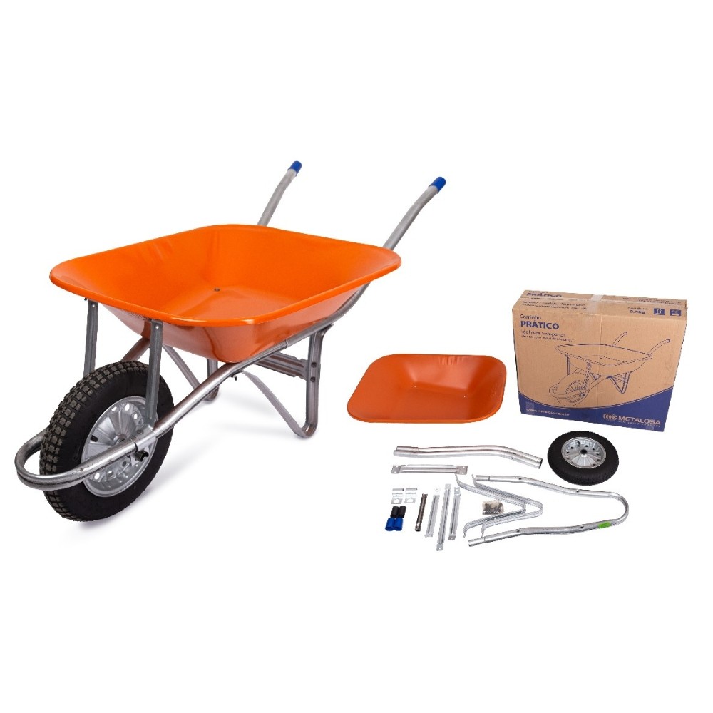 Carrinho de Mão Reforçado Desmontável Aço Galvanizado 60 Litros Metalosa Carrinho de Mão Reforçado Desmontável Aço Galvanizado 60 Litros Metalosa
