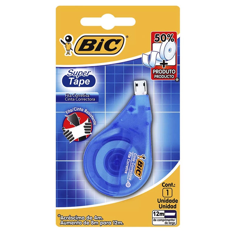 Corretivo em fita Super Tape 4.2mm x 12m c/ 1 unid Bic Corretivo em fita Super Tape 4.2mm x 12m c/ 1 unid Bic