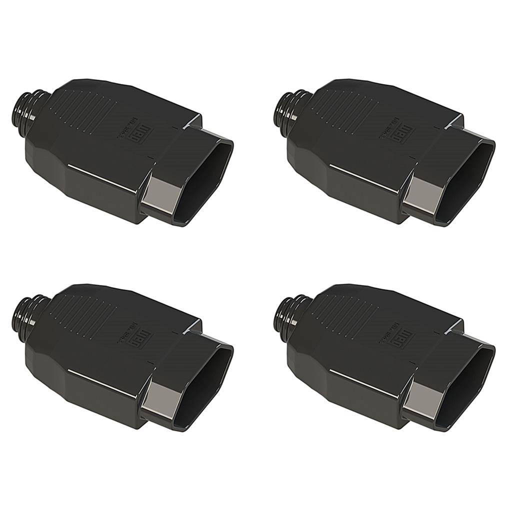 Kit 4 Plugues Femeas 2P+T 10A 250V Preto Axial Prensa Cabo Kit 4 Plugues Femeas 2P+T 10A 250V Preto Axial Prensa Cabo