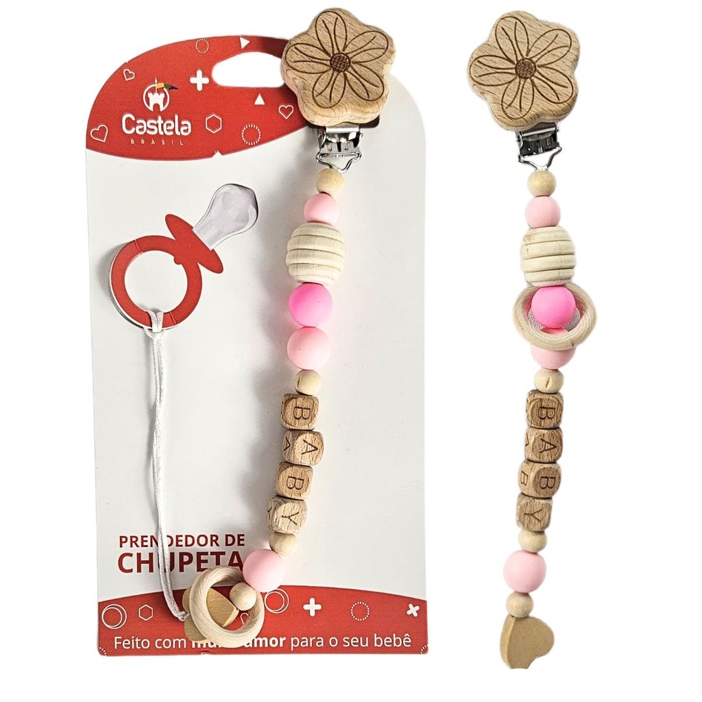 Prendedor de Chupeta Baby Miçangas Trava Clipe Livre BPA Infantil – Castela Prendedor de Chupeta Baby Miçangas Trava Clipe Livre BPA Infantil – Castela