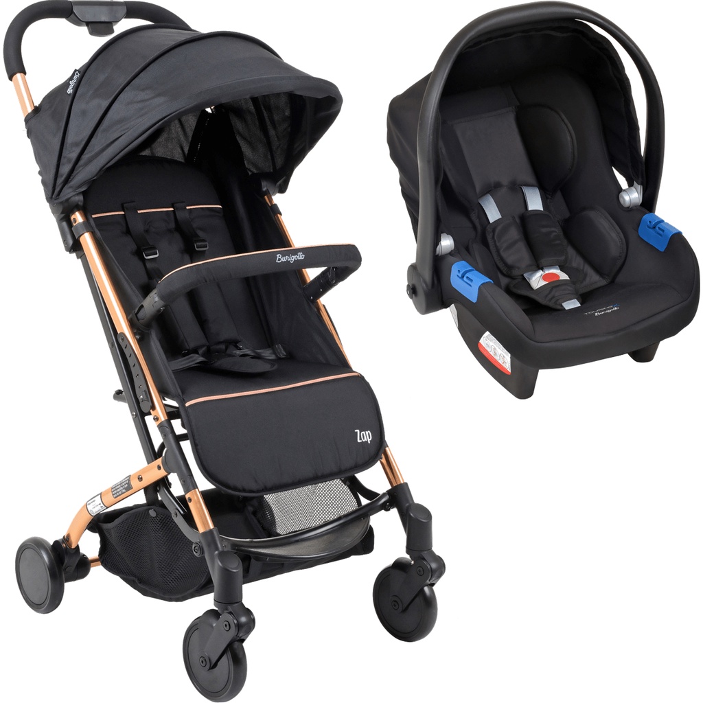Carrinho de Passeio Dobravel com Bebê Conforto Zap Metal Cobre Burigotto Carrinho de Passeio Dobravel com Bebê Conforto Zap Metal Cobre Burigotto