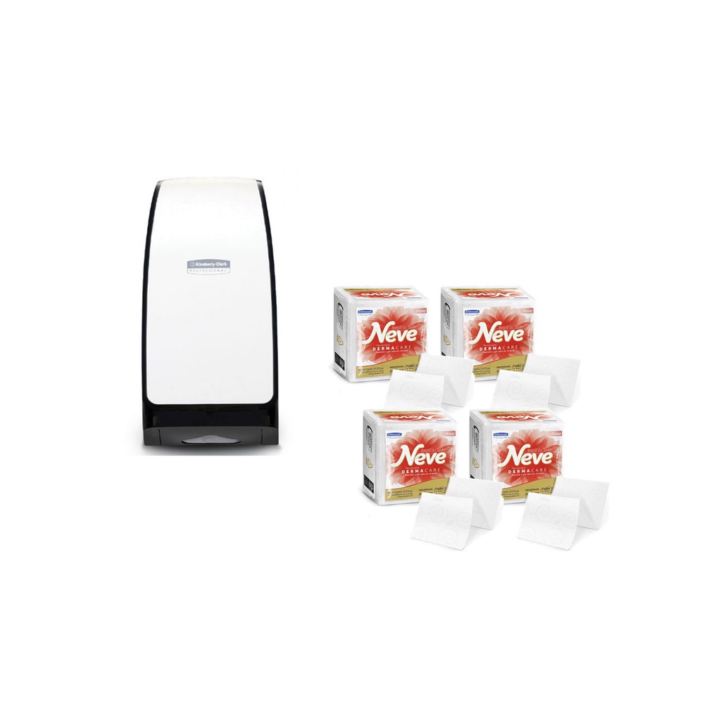 Kit Dispenser Interfolha Kimberly-Clark + 04 Unidades Papel Higiênico Interfolhado 250 Folhas Neve Kit Dispenser Interfolha Kimberly-Clark + 04 Unidades Papel Higiênico Interfolhado 250 Folhas Neve