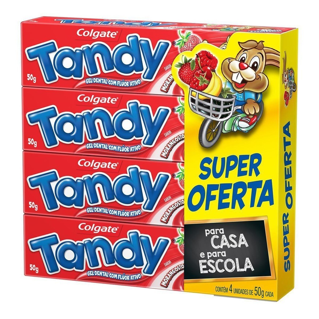 Creme Dental Infantil Colgate Tandy Morangostoso 4un de 50g Creme Dental Infantil Colgate Tandy Morangostoso 4un de 50g