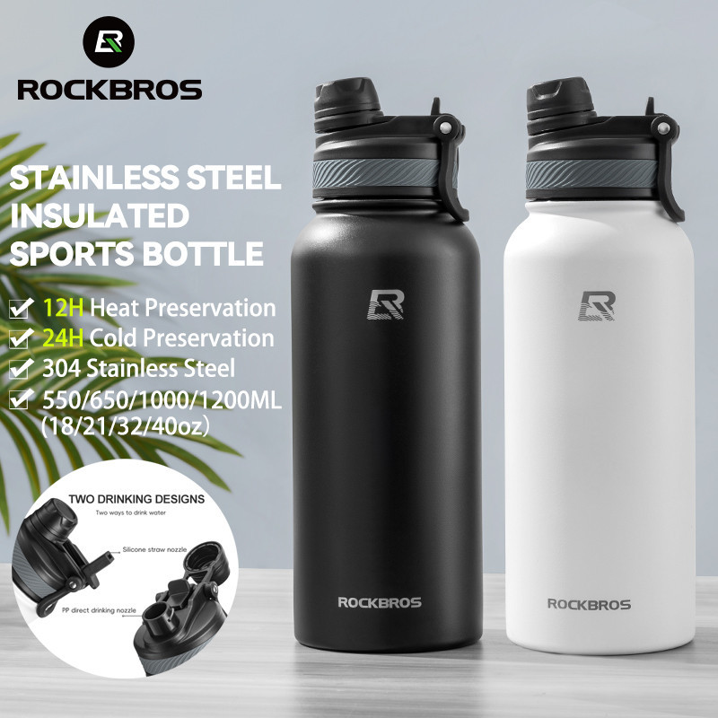 ROCKBROS Tumbler Isolado A Vácuo Para Água Quente E Fria 304 Garrafa Dupla De Potável De Aço Inoxidável 18/21/32/40oz Com Palha ROCKBROS Tumbler Isolado A Vácuo Para Água Quente E Fria 304 Garrafa Dupla De Potável De Aço Inoxidável 18/21/32/40oz Com Palha