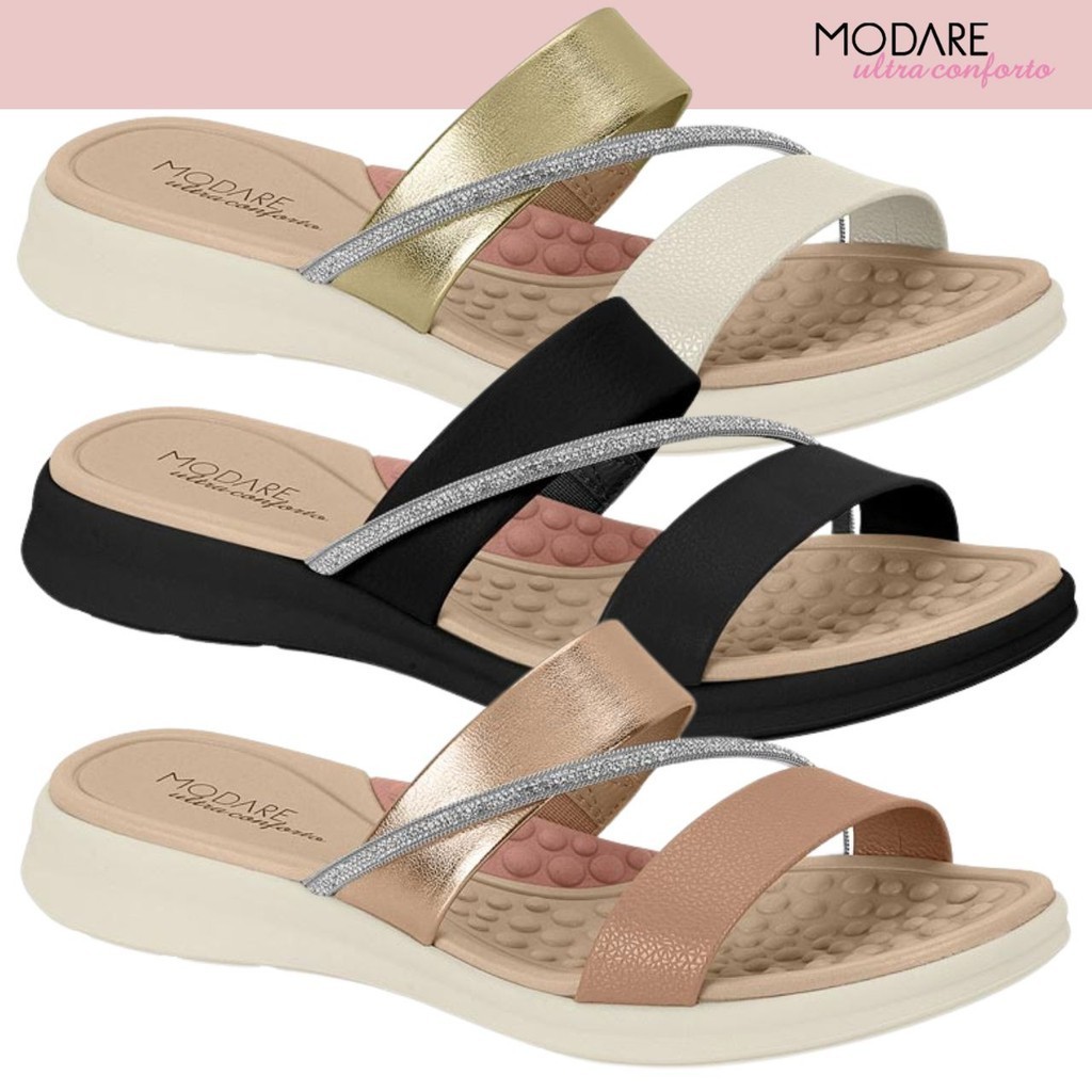Sandália Feminina Tamanco Rasteira Modare Strass Ortopédica Esporão Ultraconforto Sandália Feminina Tamanco Rasteira Modare Strass Ortopédica Esporão Ultraconforto