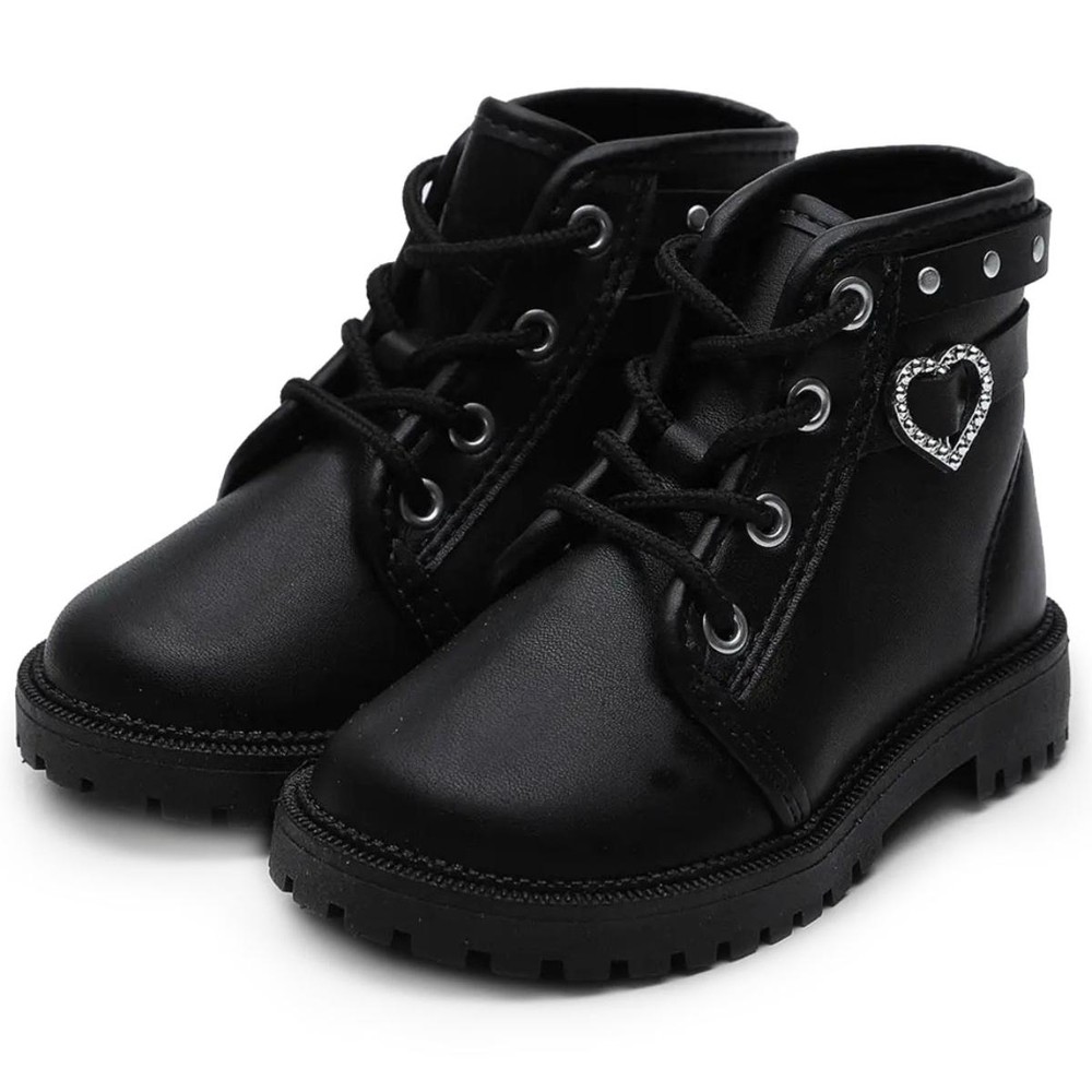 Bota Coturno Infantil Molekinha Coração Menina – Preto Bota Coturno Infantil Molekinha Coração Menina – Preto