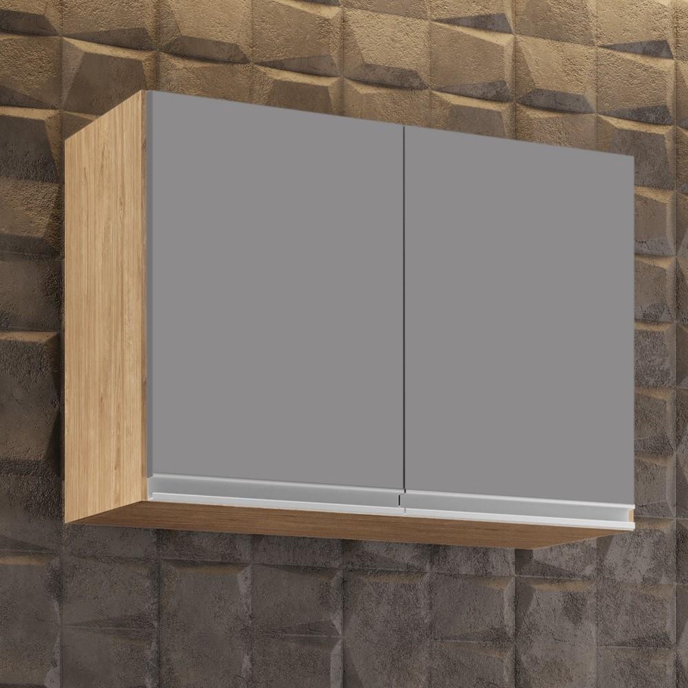 Armário Aéreo 80cm 2 Portas Califórnia Castanho/Cinza – Lumil Móveis Armário Aéreo 80cm 2 Portas Califórnia Castanho/Cinza – Lumil Móveis