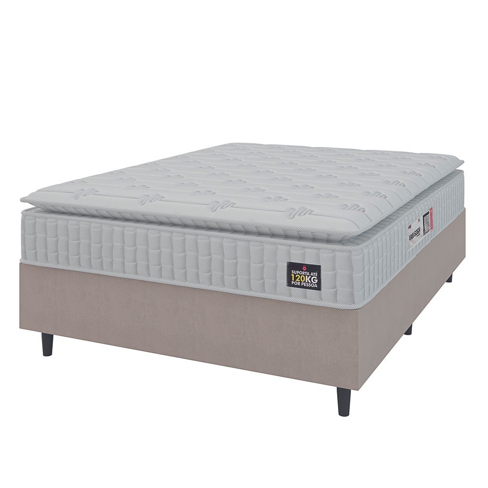 Cama Box Colchão Casal Espuma D33 Vangogh Pillow Top 138x188x67cm Branco / Bege Hellen – Suporta até 120kg por Pessoa Cama Box Colchão Casal Espuma D33 Vangogh Pillow Top 138x188x67cm Branco / Bege Hellen – Suporta até 120kg por Pessoa