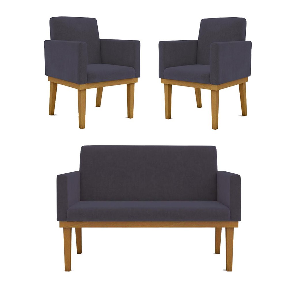 Kit Sofá Namoradeira + Poltrona Reforçada Sala De Estar Kit Sofá Namoradeira + Poltrona Reforçada Sala De Estar