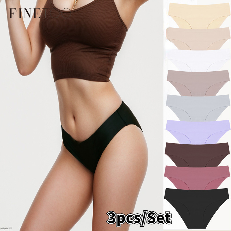 FINETOO 3/1Pcs Calcinha Feminina Sem Costura , Roupa Íntima De Cor Sólida , Lingerie Macia E Confortável FINETOO 3/1Pcs Calcinha Feminina Sem Costura , Roupa Íntima De Cor Sólida , Lingerie Macia E Confortável