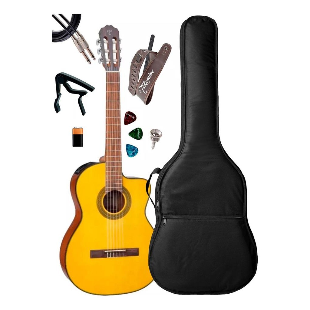 Violao Takamine Gc1ce N & Tp-4t Nylon + Capa Luxo+acessorios Violao Takamine Gc1ce N & Tp-4t Nylon + Capa Luxo+acessorios