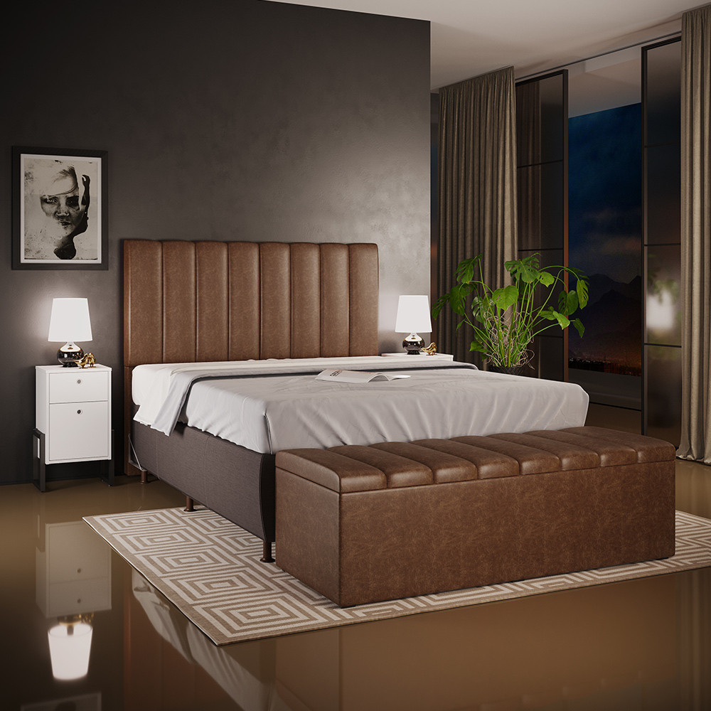 Kit Cabeceira Cama Box Queen 160cm Calçadeira Baú Dália W01 Couríssimo Marrom – Lyam Decor Kit Cabeceira Cama Box Queen 160cm Calçadeira Baú Dália W01 Couríssimo Marrom – Lyam Decor