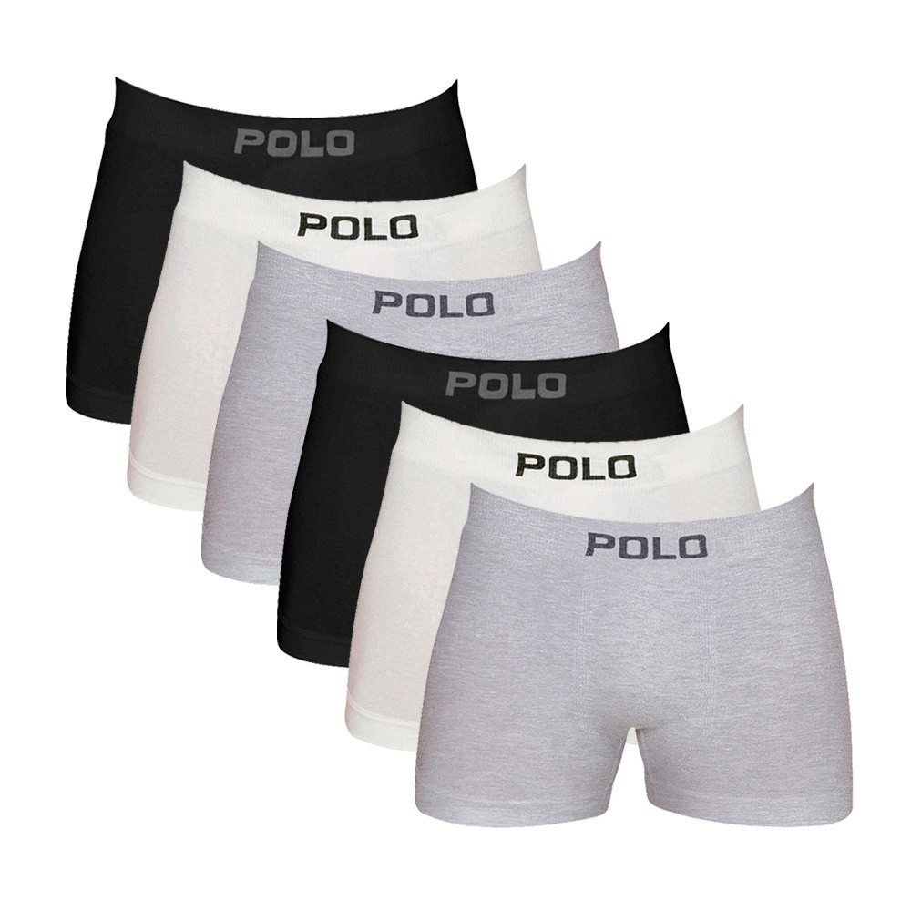 Kit 6 Cuecas Polo 781 Algodão Boxer Sem Costura Sortido Kit 6 Cuecas Polo 781 Algodão Boxer Sem Costura Sortido