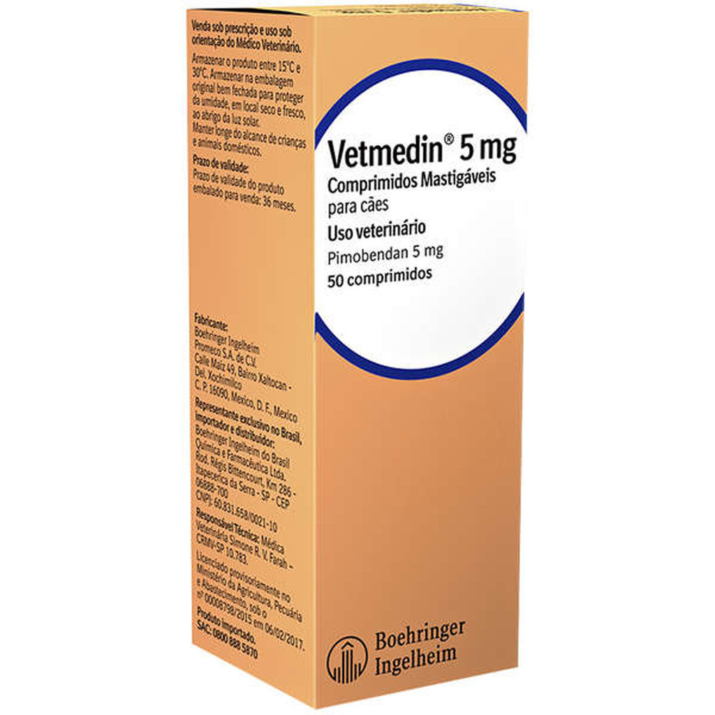 Vetmedin Boehringer Ingelheim 50 Comprimidos Mastigáveis para Cães – 5 mg Vetmedin Boehringer Ingelheim 50 Comprimidos Mastigáveis para Cães – 5 mg