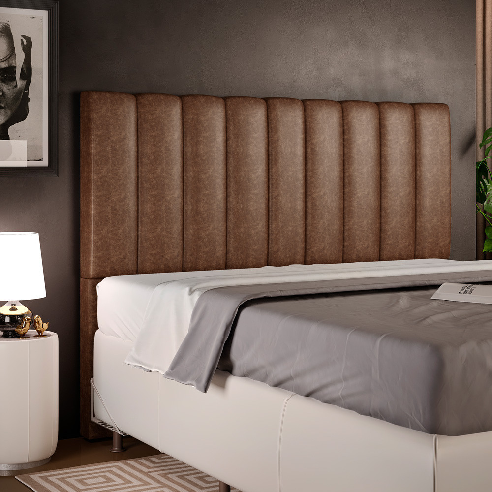 Cabeceira Cama Box Casal King 195 cm Dália W01 Courissimo Marrom – Lyam Decor Cabeceira Cama Box Casal King 195 cm Dália W01 Courissimo Marrom – Lyam Decor