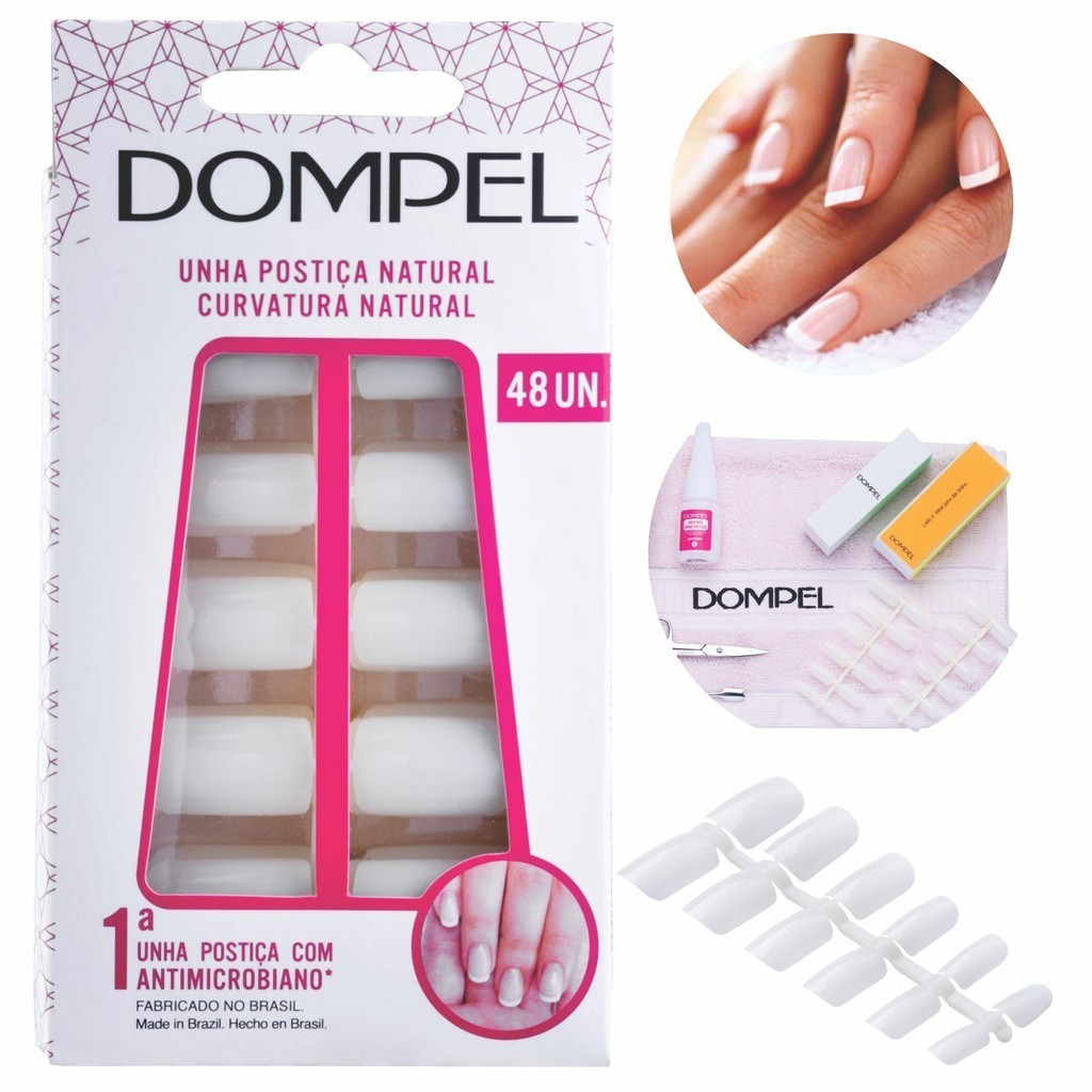 Kit Unhas Postiças Tips Curva Alongamento Unhas C/ 48 Kit Unhas Postiças Tips Curva Alongamento Unhas C/ 48