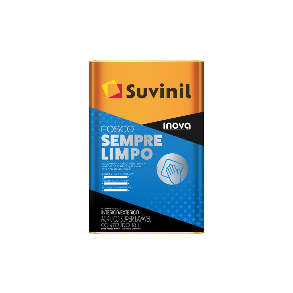 Tinta Lavável Fosco Sempre Limpo Suvinil 18L Cores Mais Vendidas Tinta Lavável Fosco Sempre Limpo Suvinil 18L Cores Mais Vendidas