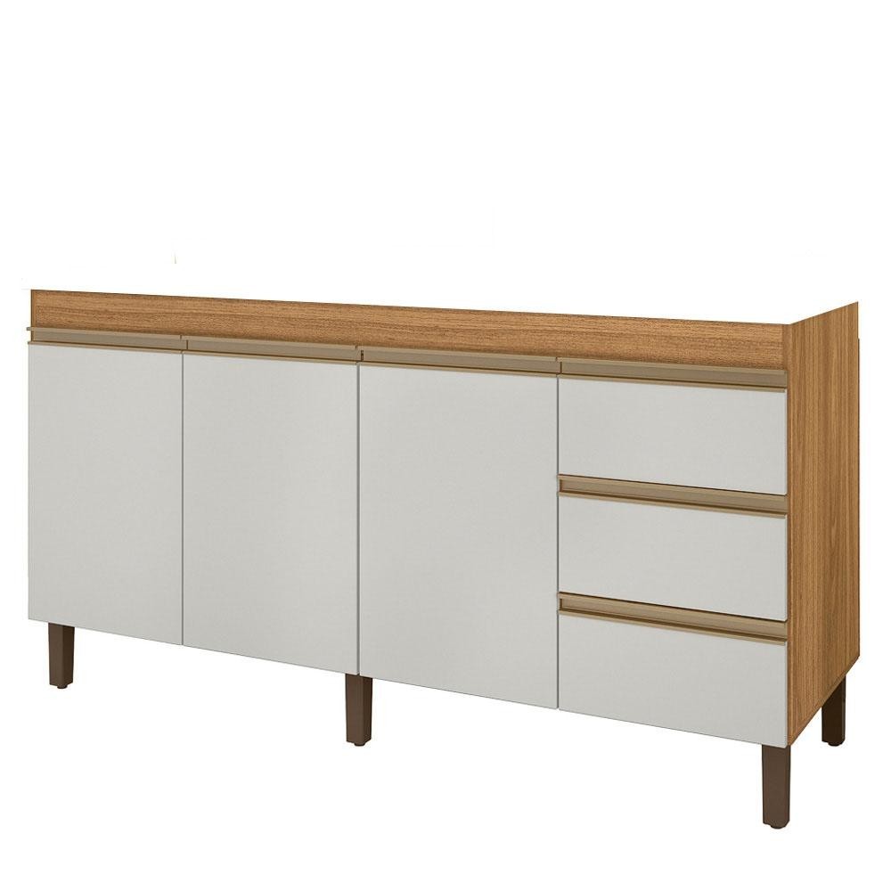 Balcão Gabinete Para Pia 160cm Sem Tampo Karen P14 Nature/Off White – Mpozenato Balcão Gabinete Para Pia 160cm Sem Tampo Karen P14 Nature/Off White – Mpozenato