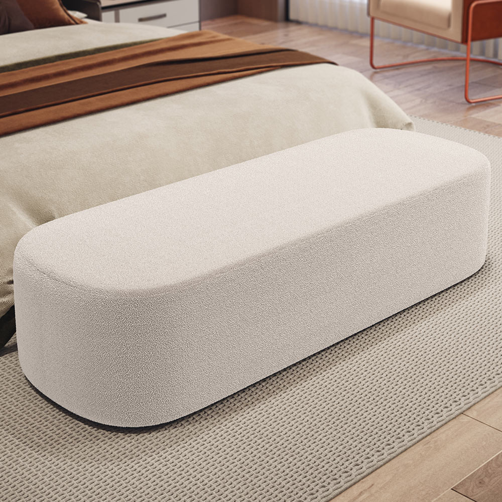 Puff Decorativo Orgânico para Living Quarto 195cm Doha W01 Bouclê Creme – Lyam Decor Puff Decorativo Orgânico para Living Quarto 195cm Doha W01 Bouclê Creme – Lyam Decor