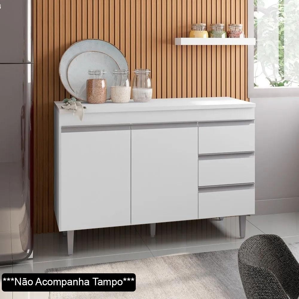 Balcão Gabinete Para Pia 120cm sem Tampo 2 Portas 3 Gavetas Andréia Branco – AJL Móveis Balcão Gabinete Para Pia 120cm sem Tampo 2 Portas 3 Gavetas Andréia Branco – AJL Móveis