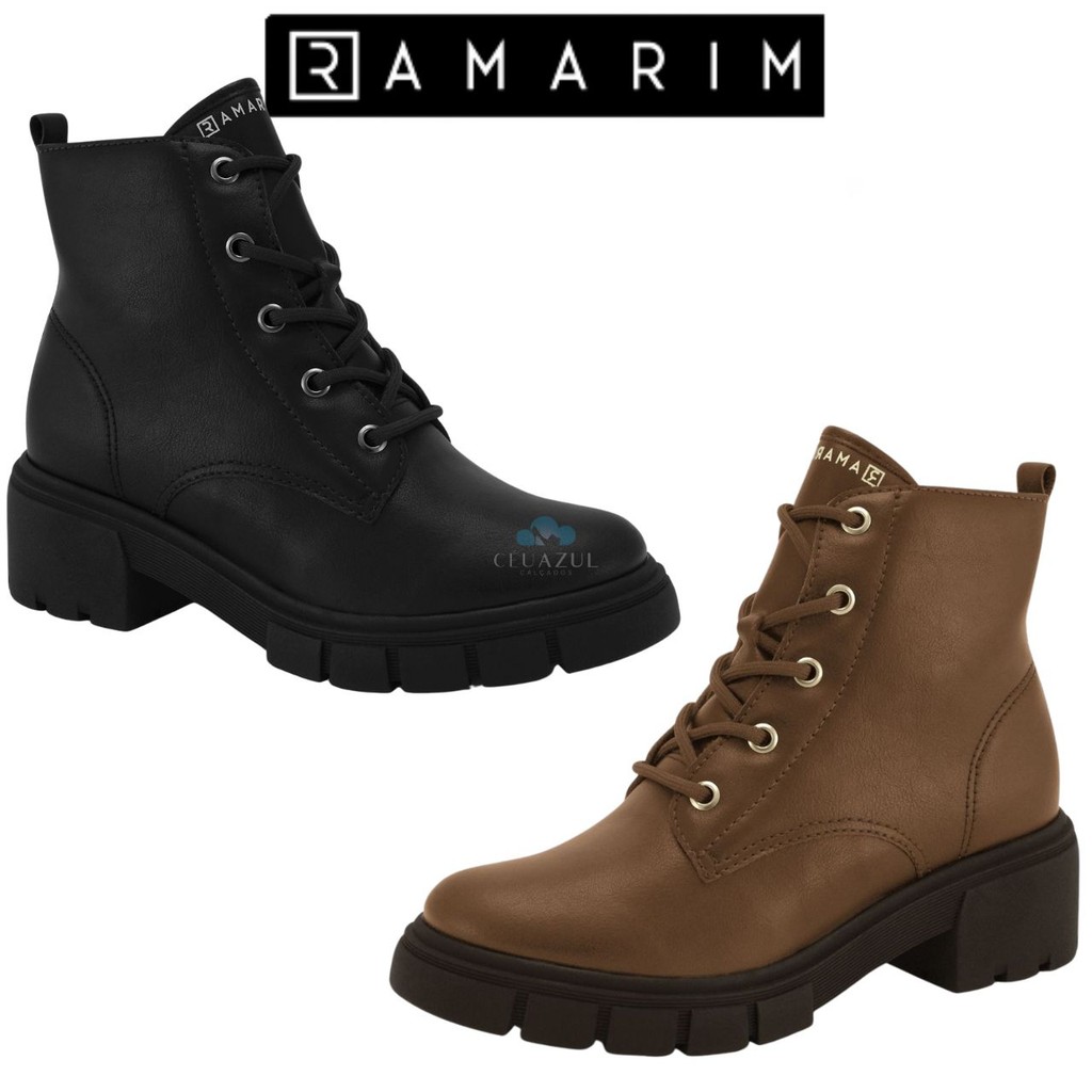 Bota Coturno Ankle Feminina Ramarim Tratorada Salto Bloco Baixo Grosso Bota Coturno Ankle Feminina Ramarim Tratorada Salto Bloco Baixo Grosso