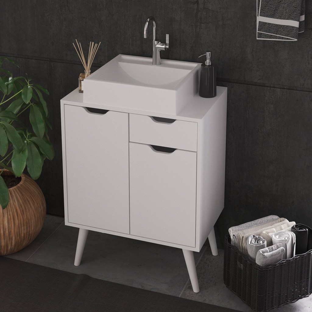 Gabinete para Banheiro 2 Portas e 1 Gaveta Bn3637 Branco Gabinete para Banheiro 2 Portas e 1 Gaveta Bn3637 Branco