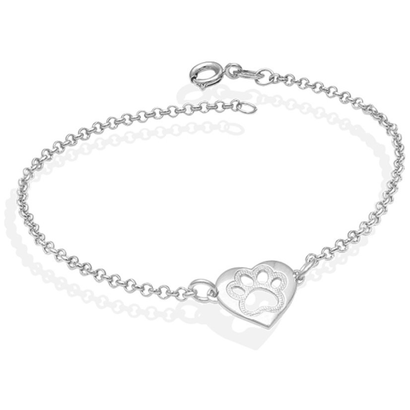 Pulseira coração patinha pet vazada – Prata 925 Pulseira coração patinha pet vazada – Prata 925