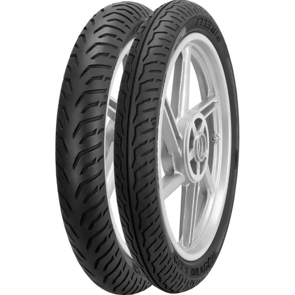 Par Pneu Titan 160 Pirelli City Dragon 100/80-18 + 80/100-18 Tl S/ Câmara Dianteiro Traseiro
