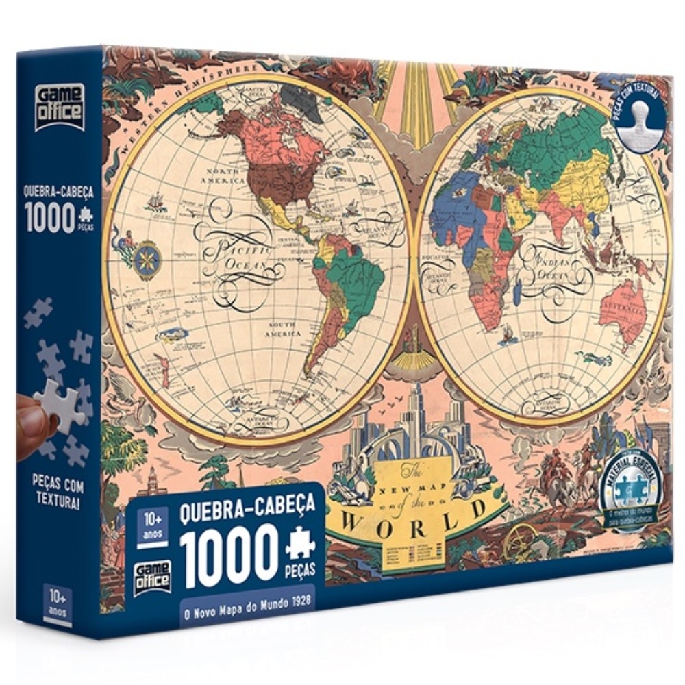QUEBRA CABEÇA O NOVO MAPA DO MUNDO 1928 GAME OFFICE 1000 PEÇAS TOYSTER PUZZLE GEOGRAFIA PAÍS MUNDI