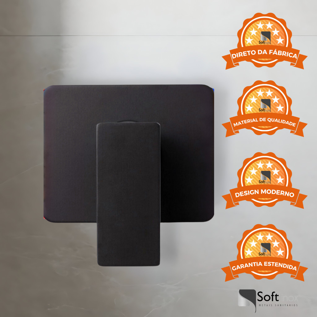 Acabamento Para Registro Monocomando Chuveiro Quadrado Padrão Base Docol Em Metal Preto Fosco Luxo Acabamento Para Registro Monocomando Chuveiro Quadrado Padrão Base Docol Em Metal Preto Fosco Luxo