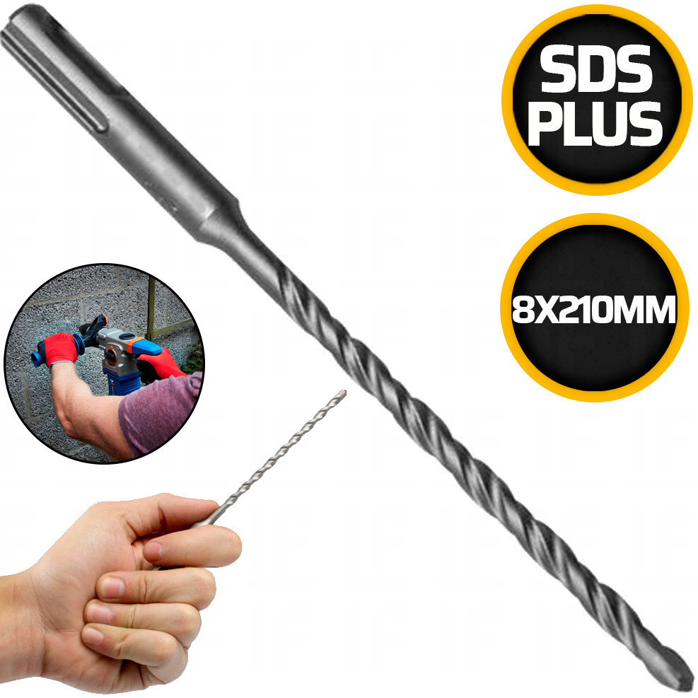 Broca Com Encaixe Sds Plus 1 Peça 8x210mm Para Martelete Broca Com Encaixe Sds Plus 1 Peça 8x210mm Para Martelete