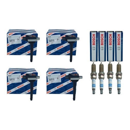 Jogo Kit com 4 Bobina e 4 Vela Original Bosch Livina Sentra Tiida Versa March Kicks Grand Livina Jogo Kit com 4 Bobina e 4 Vela Original Bosch Livina Sentra Tiida Versa March Kicks Grand Livina