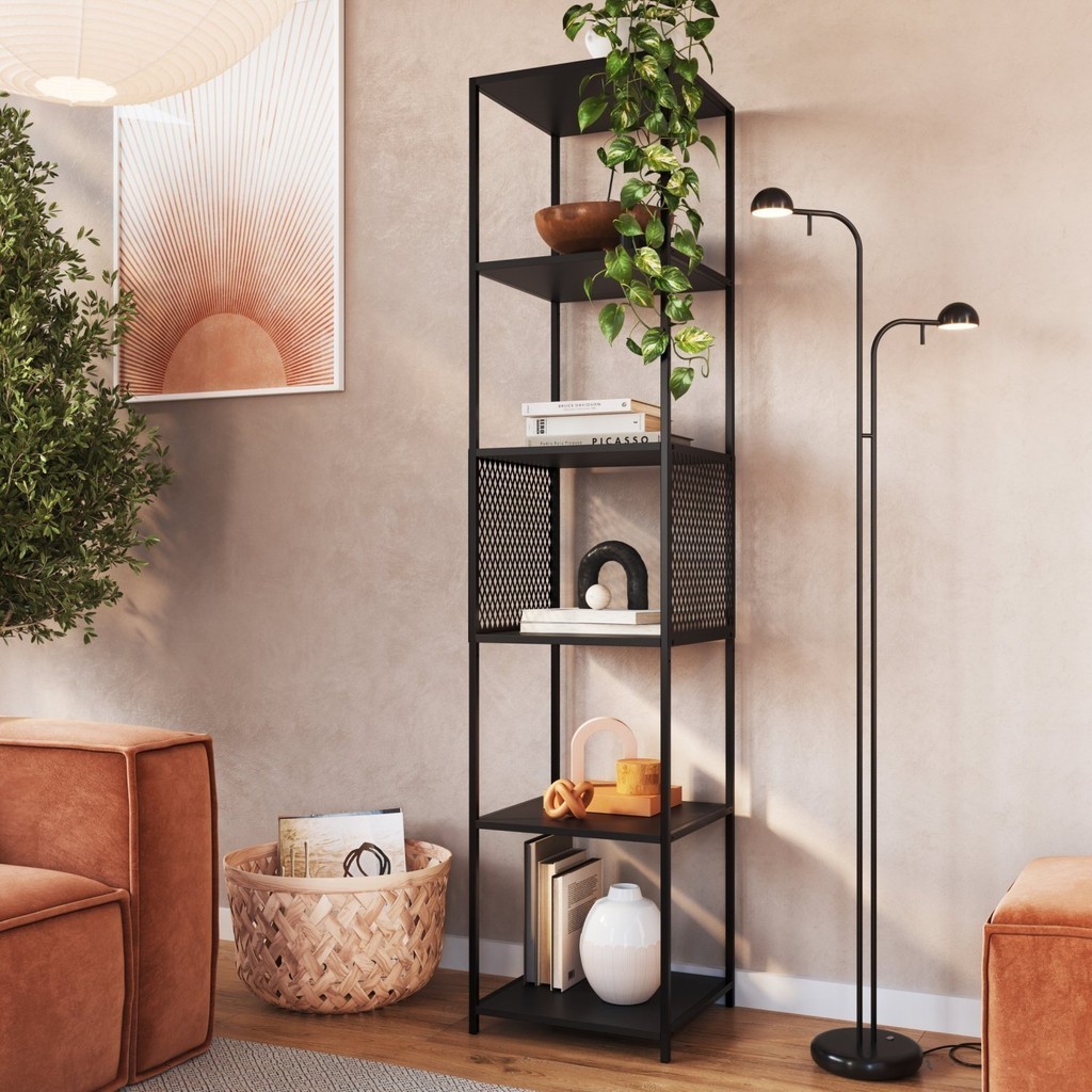 Estante para Livros Industrial 5 Prateleiras 180cmx40cm P1023 Preto Estante para Livros Industrial 5 Prateleiras 180cmx40cm P1023 Preto