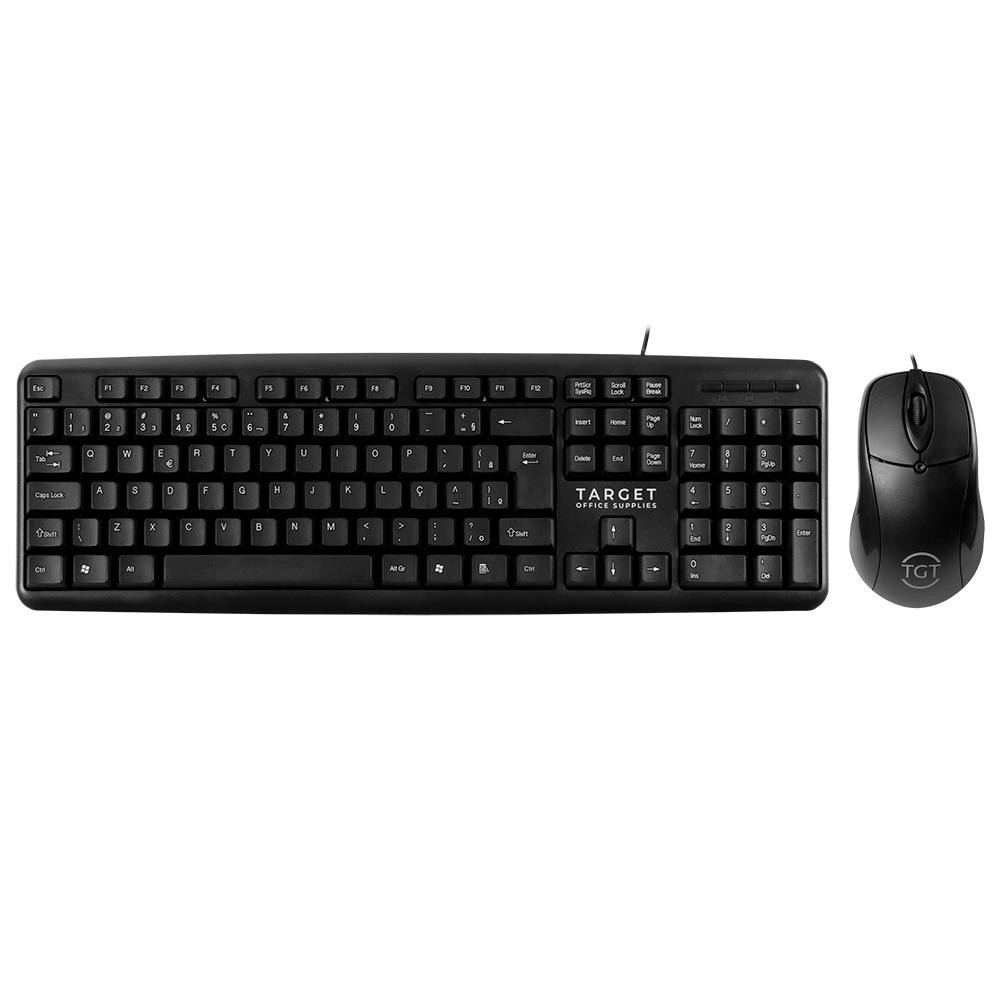 Kit Teclado e Mouse Office ,Com fio, TGT GR100 V3, ABNT2, 1000DPI, Preto, TGT-GR100-BK03 Kit Teclado e Mouse Office ,Com fio, TGT GR100 V3, ABNT2, 1000DPI, Preto, TGT-GR100-BK03
