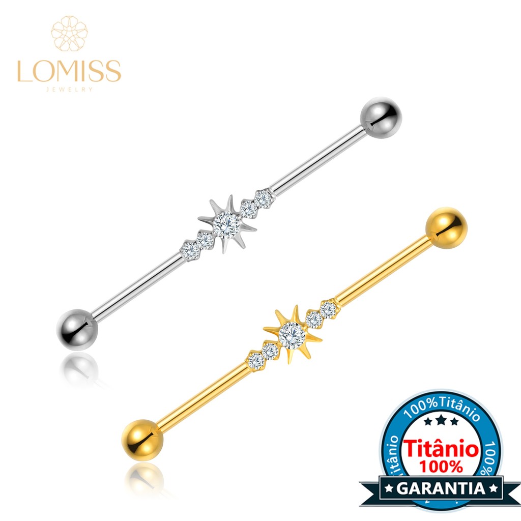 Piercing Transversal Titânio Zircônia Cravejada Piercing Transversal Titânio Zircônia Cravejada