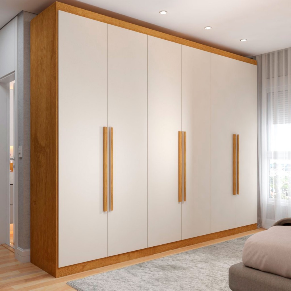 Guarda-Roupa Casal Madalena 6 Portas 4 Gavetas 100% Mdf Peroba/Off White – Panorama Móveis Guarda-Roupa Casal Madalena 6 Portas 4 Gavetas 100% Mdf Peroba/Off White – Panorama Móveis