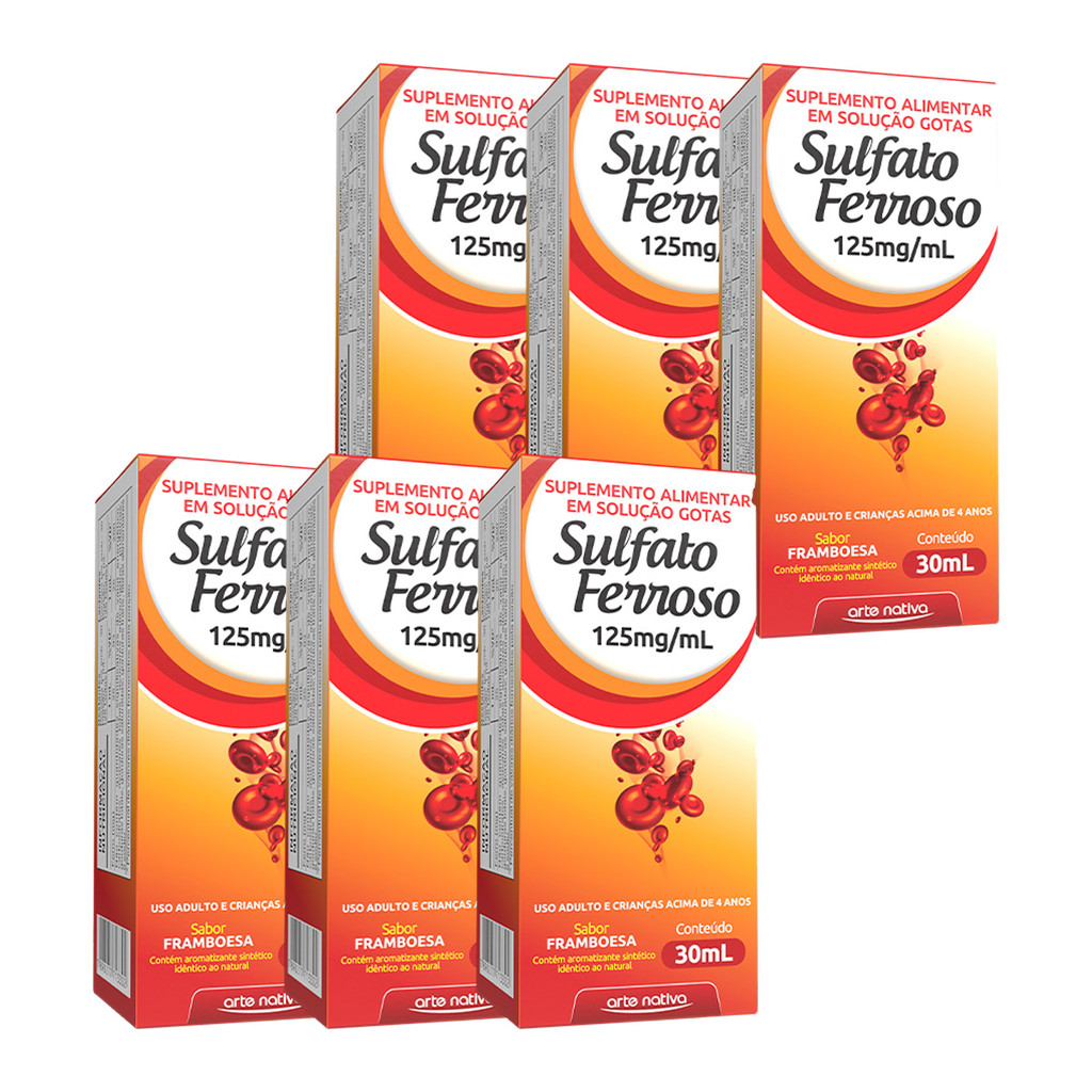 Kit 6 und Sulfato Ferroso Framboesa Arte Nativa 30ml Kit 6 und Sulfato Ferroso Framboesa Arte Nativa 30ml