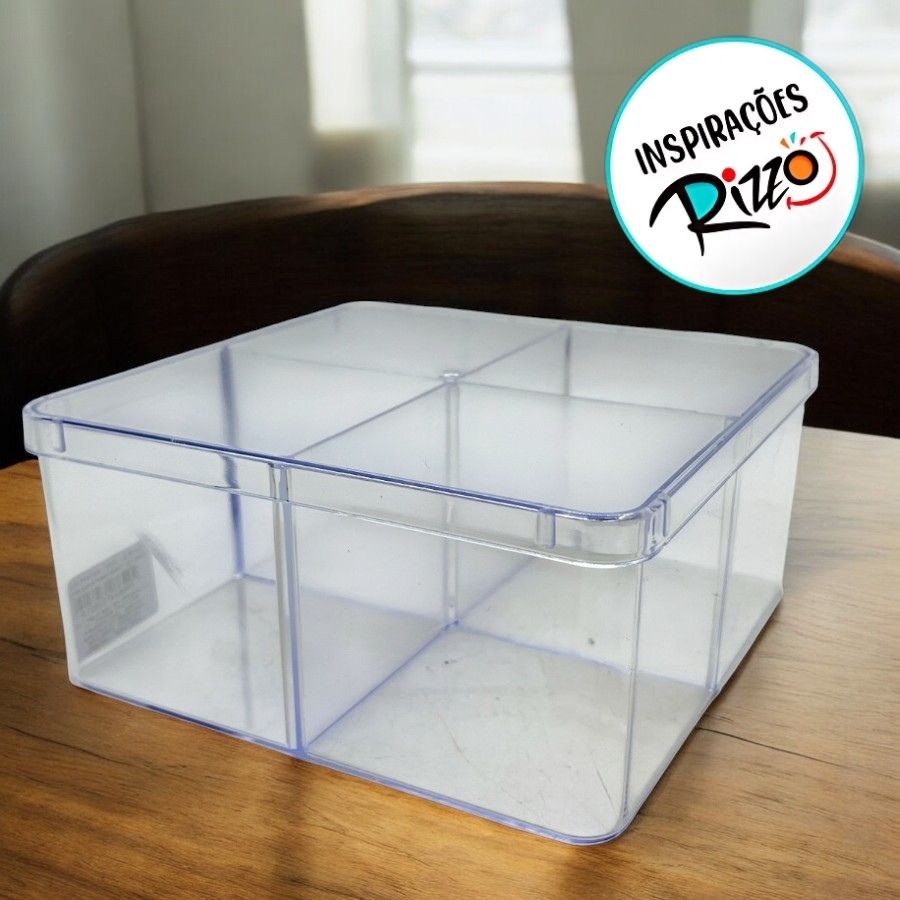 Caixa Acrilica Trasparente Quadrada com Divisórias – 15cm – 1 unidade – Rizzo Caixa Acrilica Trasparente Quadrada com Divisórias – 15cm – 1 unidade – Rizzo