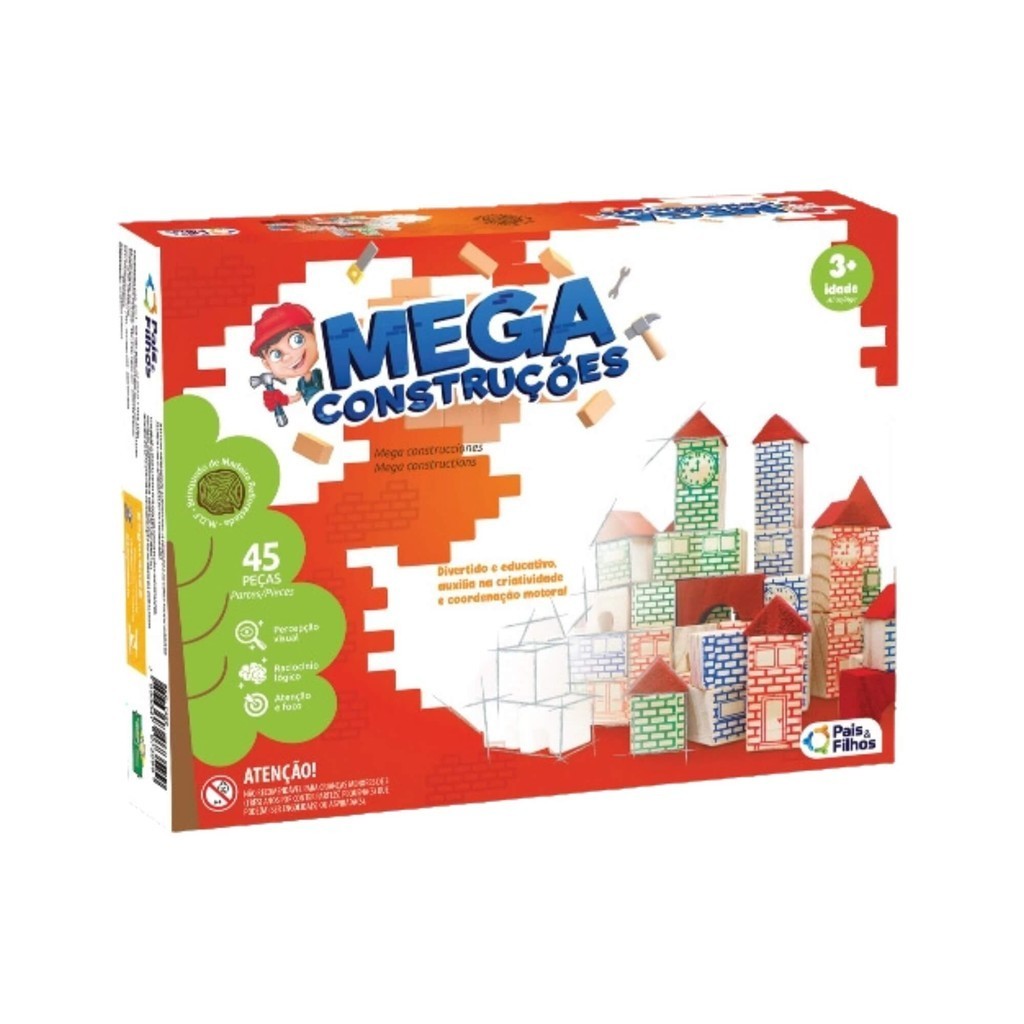 Jogo Mega Construções 45 Peças Pais e Filhos – 7394-1 Jogo Mega Construções 45 Peças Pais e Filhos – 7394-1