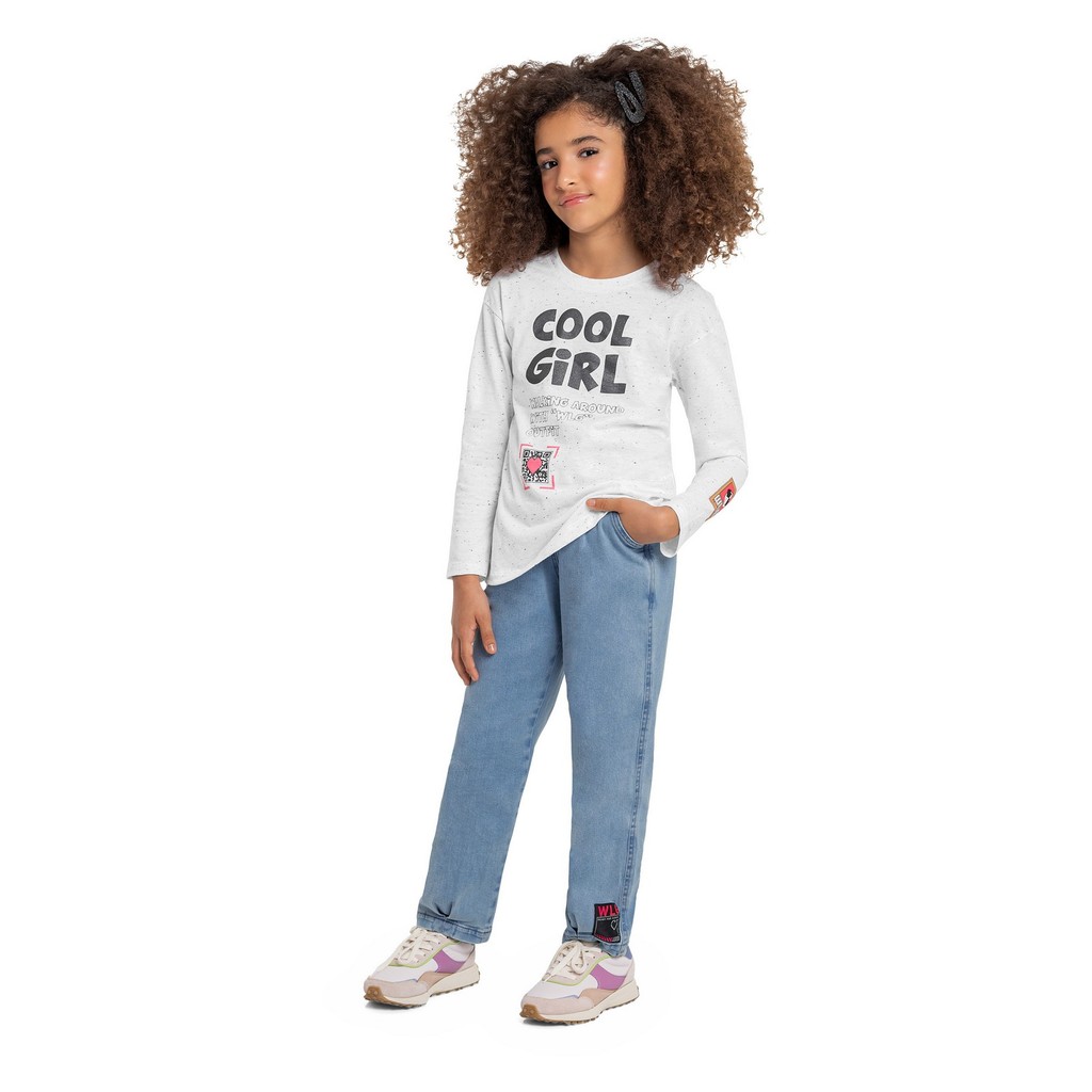 Blusa Infantil para Menina com Manga Longa em Malha Botonê Gloss Blusa Infantil para Menina com Manga Longa em Malha Botonê Gloss